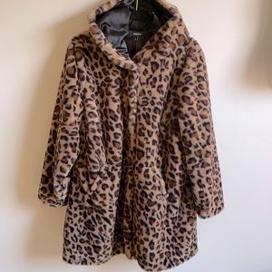 Leopard fake faux fur coat torrid XL